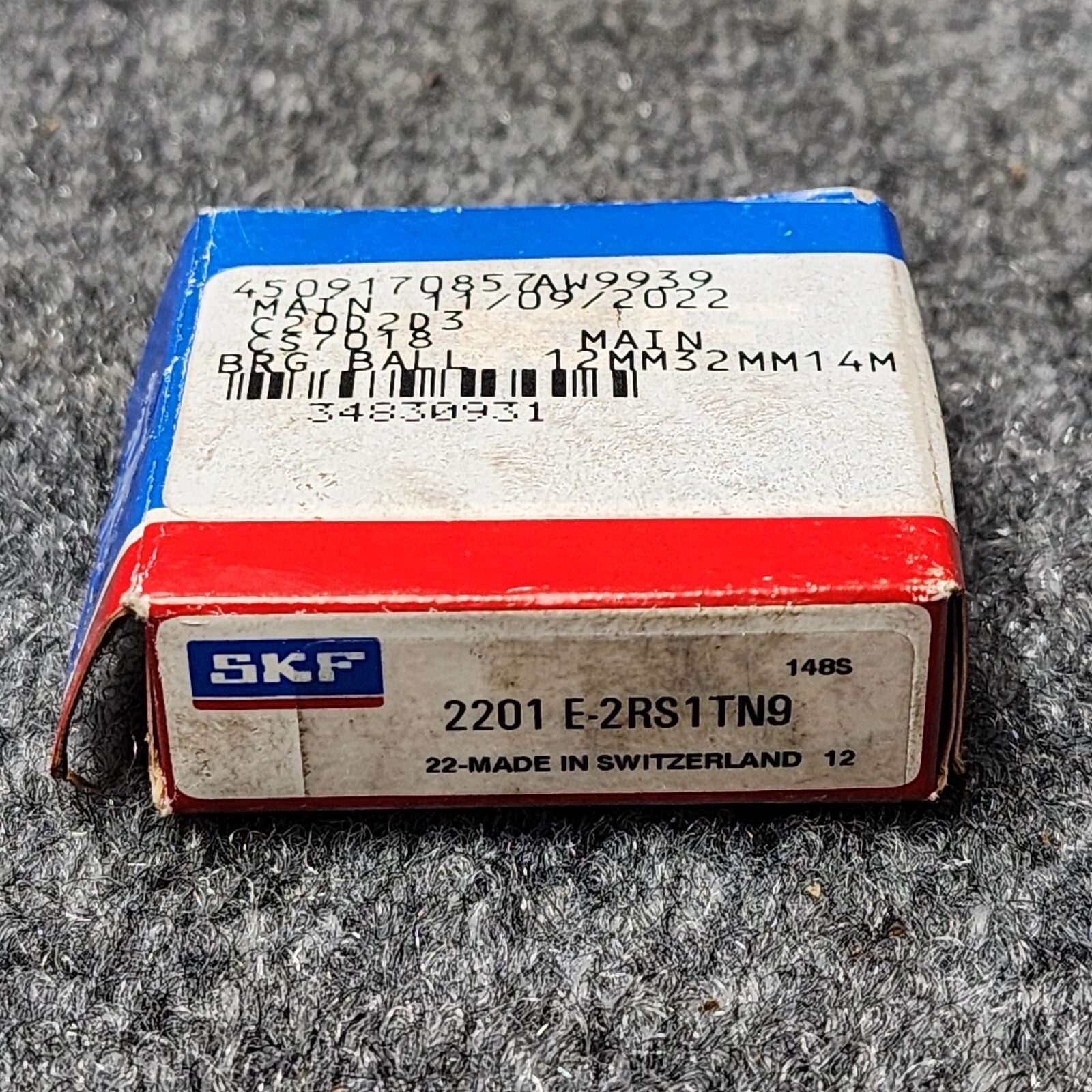 SKF 2201 E 2RS1 TN9 SELF-ALIGNING BALL BEARING, RUBBER SEALED 12x32x14mm