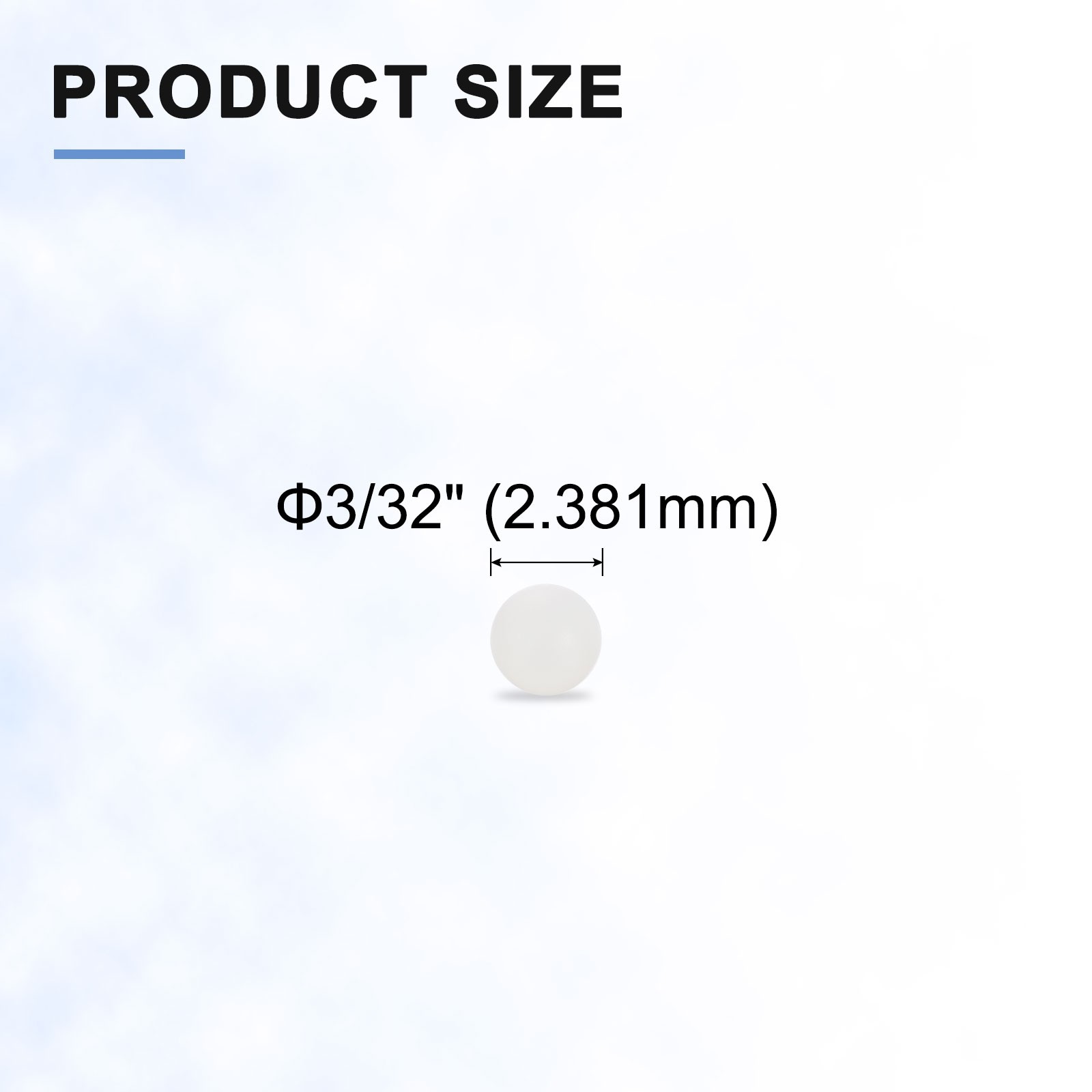 300pcs PP Plastic Bearing Balls 3/32″ (2.381mm) Solid Plastic Ball, White