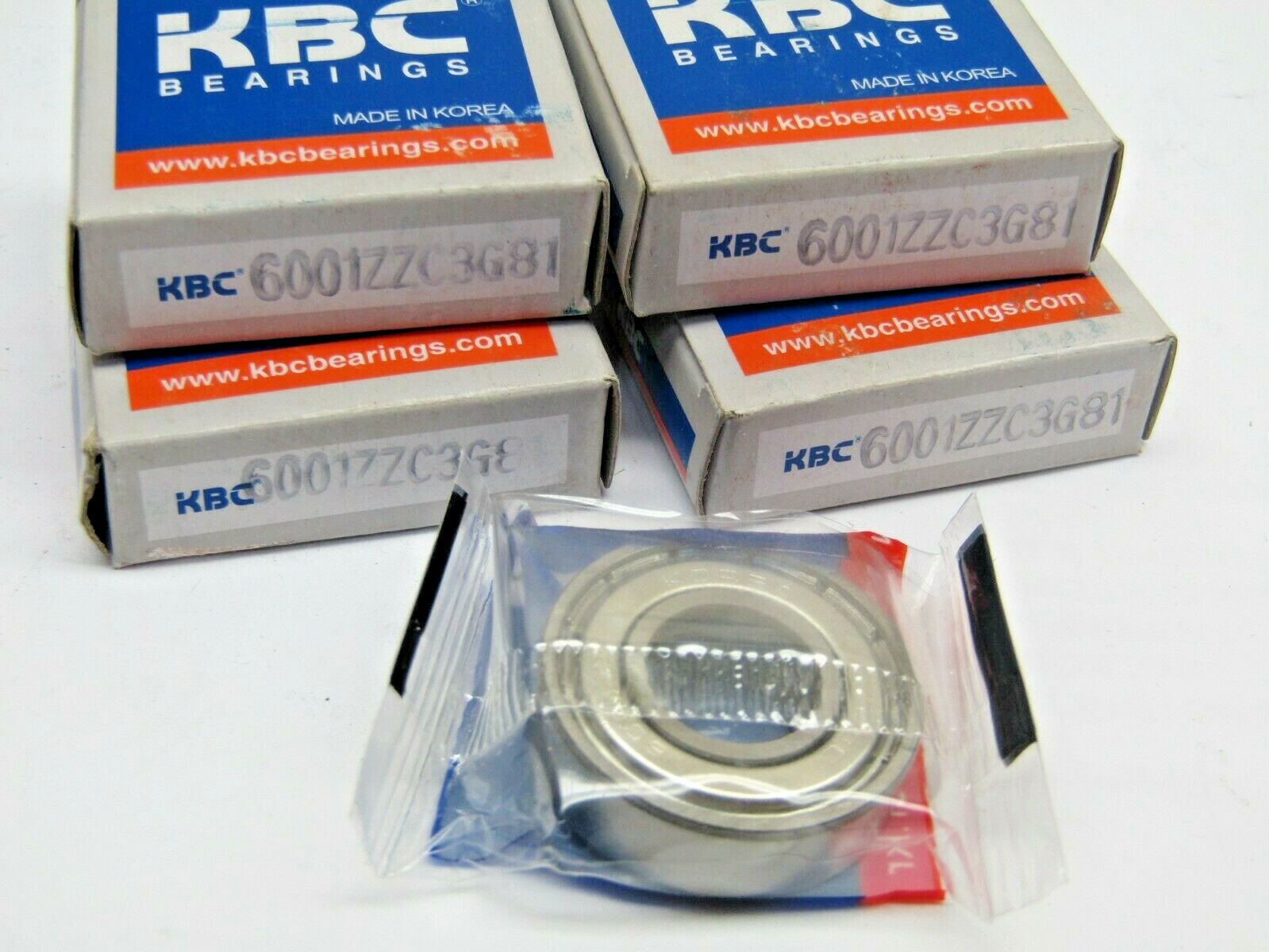 LOT OF 4 KBC 6001-ZZ C3 12mm X 28mm X 8mm Metal Shielded Bearing