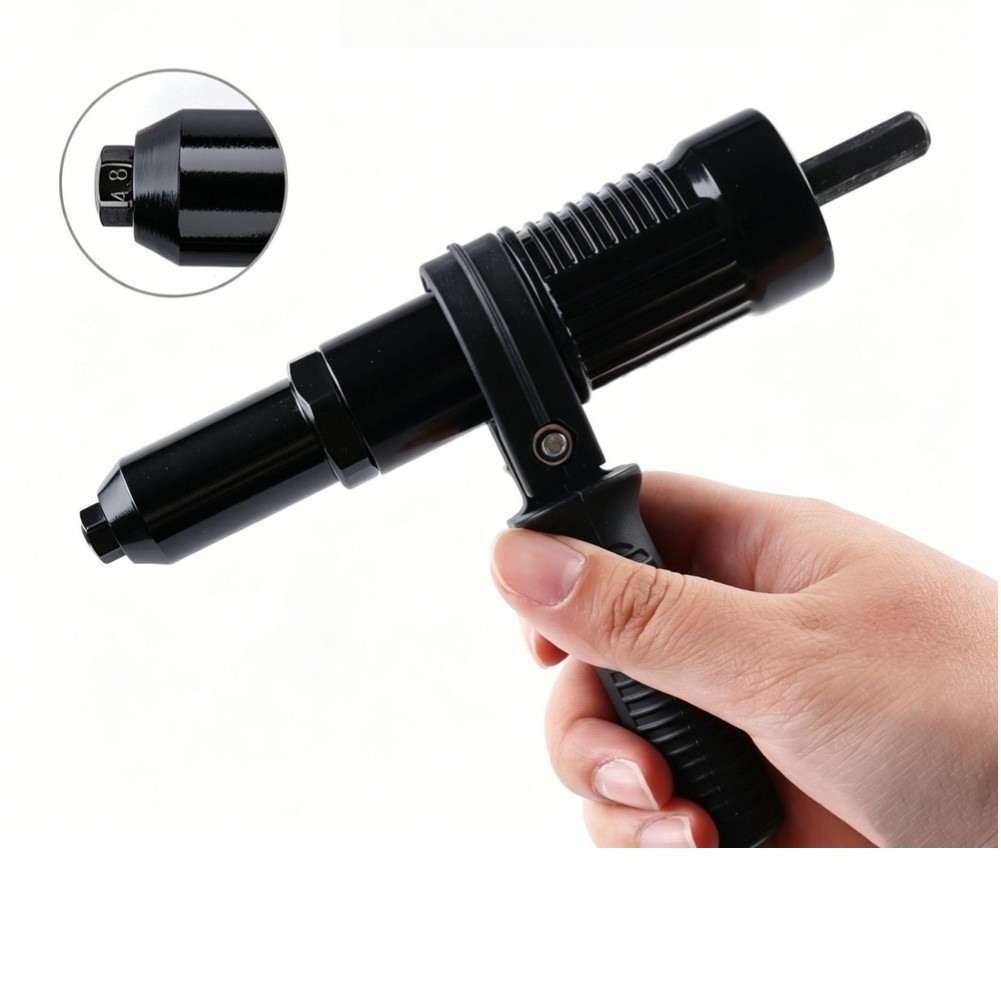 Rivet Tool Conversion Kit for Electric Drills Aluminum Alloy 14x3x0.8cm