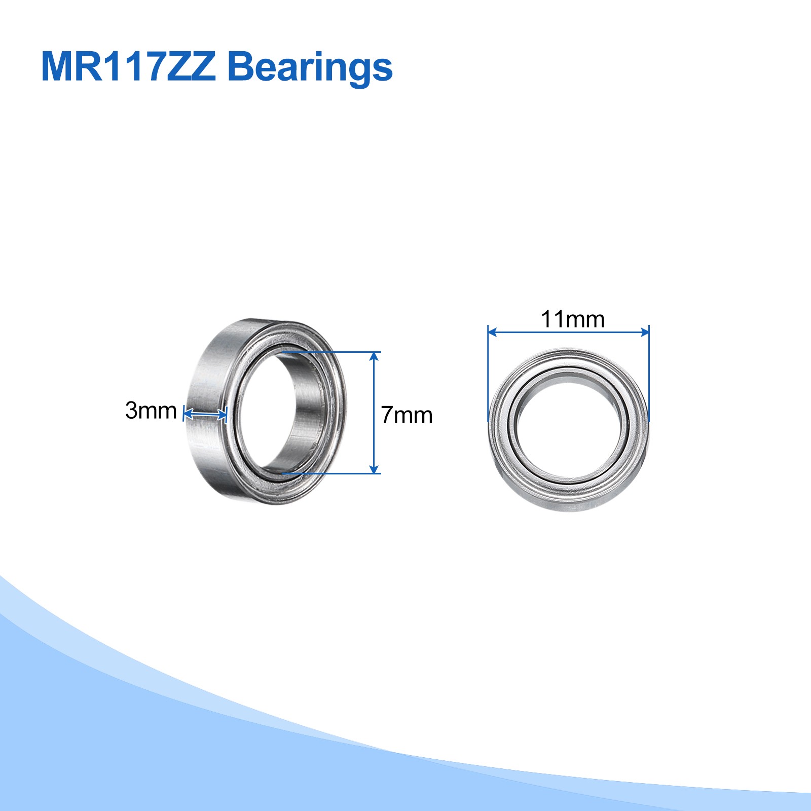 5pcs MR117ZZ Bearings 7x11x3mm Chrome Steel Mini Bearing Double Shielded, ABEC5