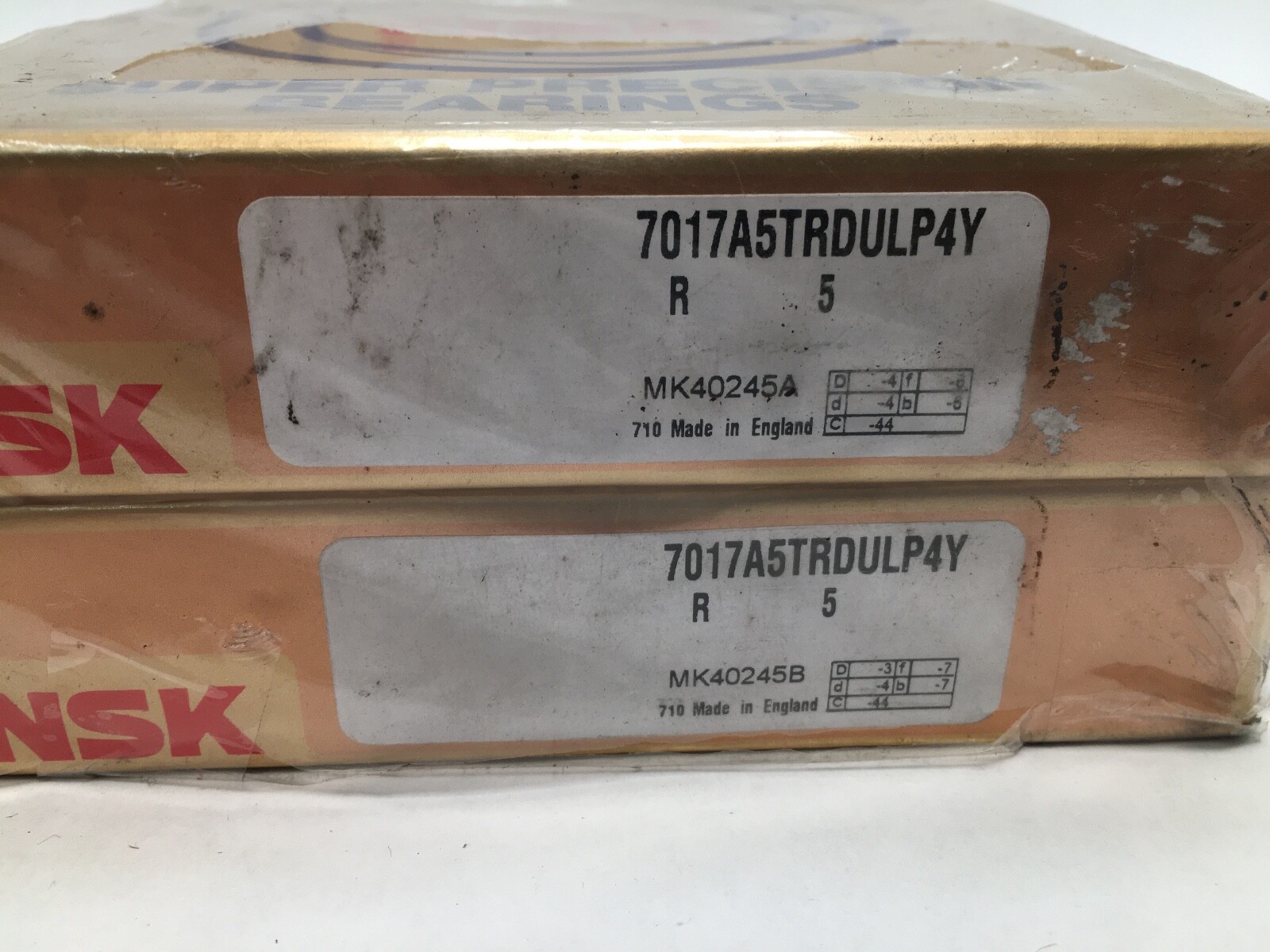 NSK 7017A5TRDULP4Y Bearing 85x130x22 mm 7017-A5TR-DUL-P4Y ABEC7 England 2 Pcs