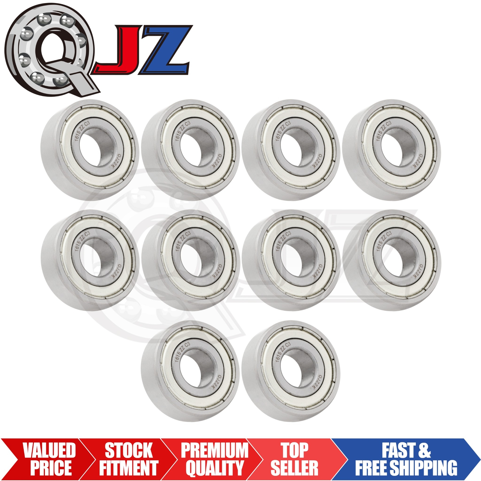 [Qty.10] 1615-ZZ Deep Groove Radial Ball Bearing [11.112mm x 28.575mm x 9.525mm]