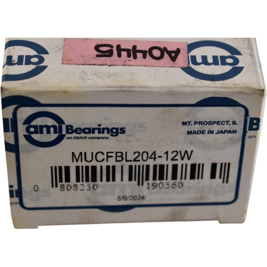 NEW AMI MUCFBL204-12W 3-Bolt Flange Insert Bearing Unit, 3/4” Bore, Thermoplast