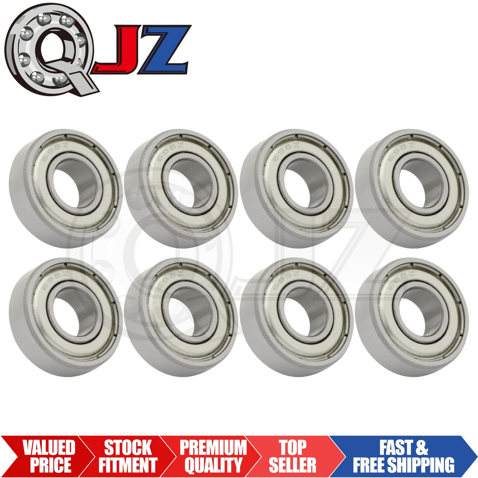 [Qty.8] New 698-ZZ Single-Row Radial Ball Bearing [8mm Bore x 19mm OD x 6mm W]