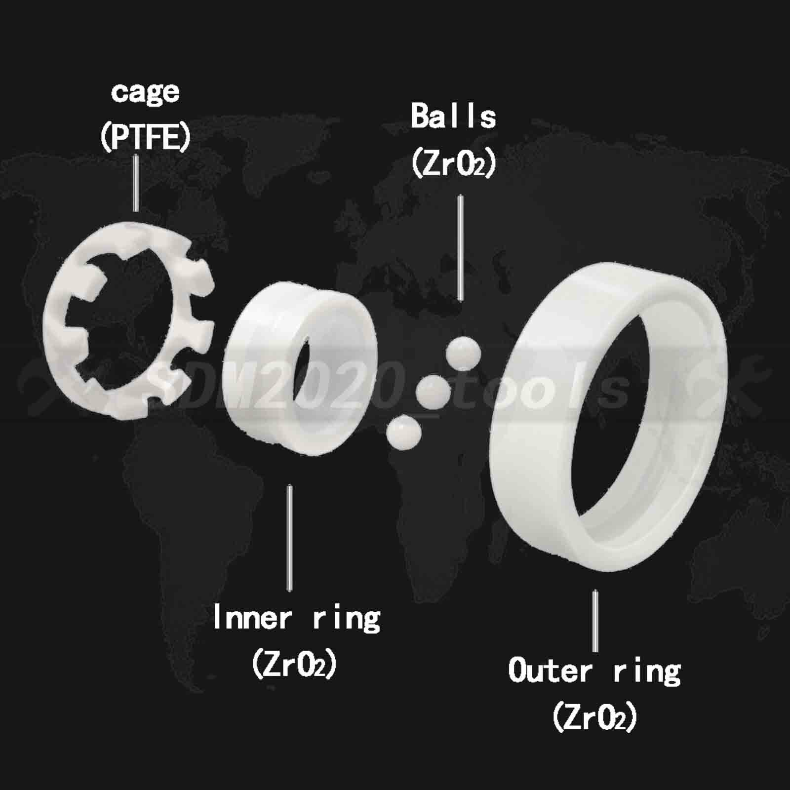 1 PC 16005 ZrO2 Full Ceramic Bearings Zirconia Oxide 25 x 47 x 8 mm