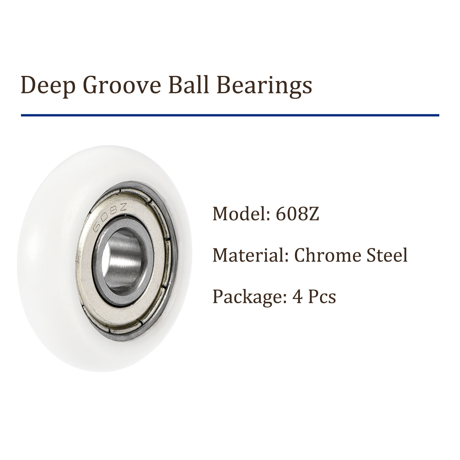 4pcs Deep Groove Ball Bearing Chrome Steel Bearings 8mm x 30mm x 8.5mm