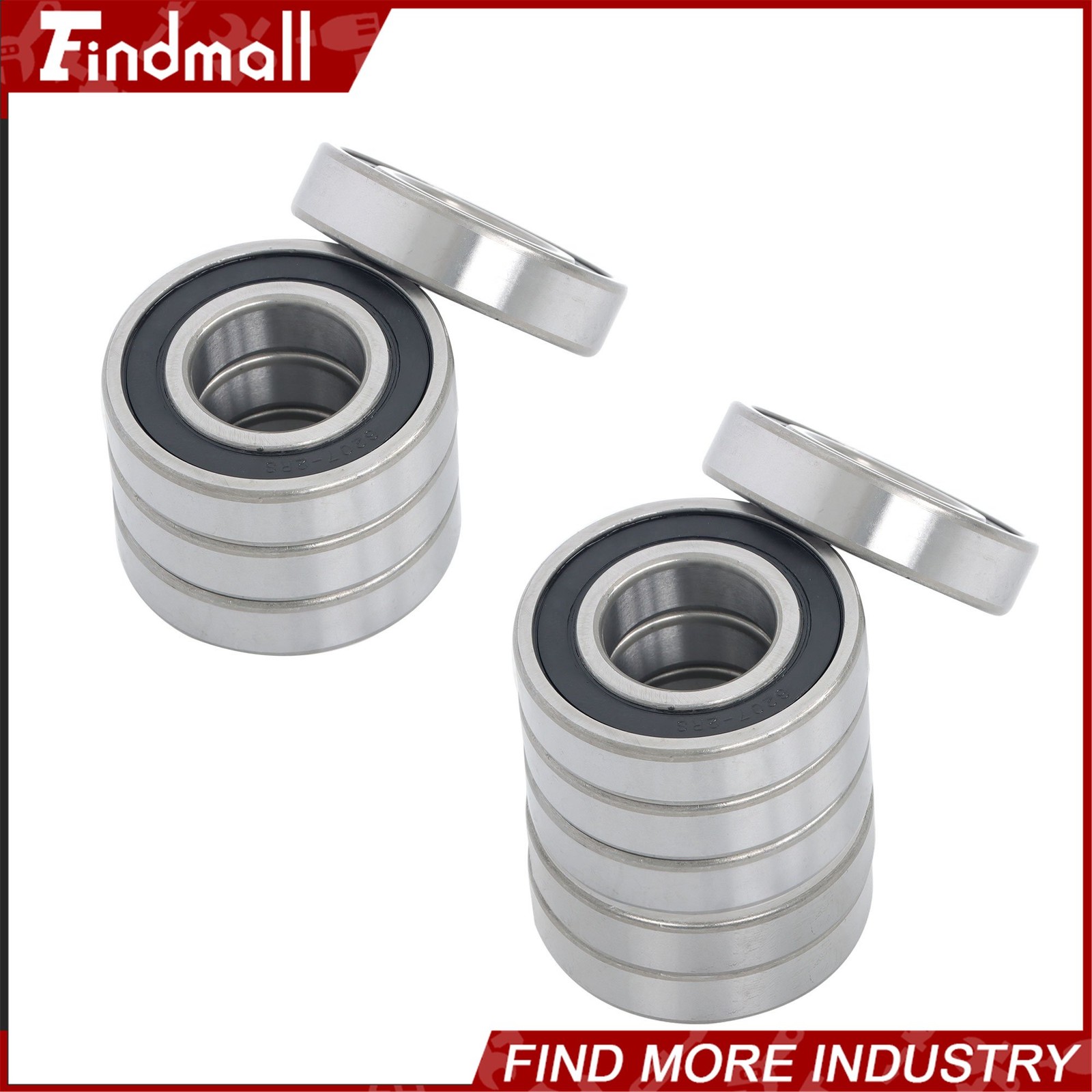Findmall 6207-2RS Deep Groove Bearings 10pcs 35mm x72mm x17mm Sealed