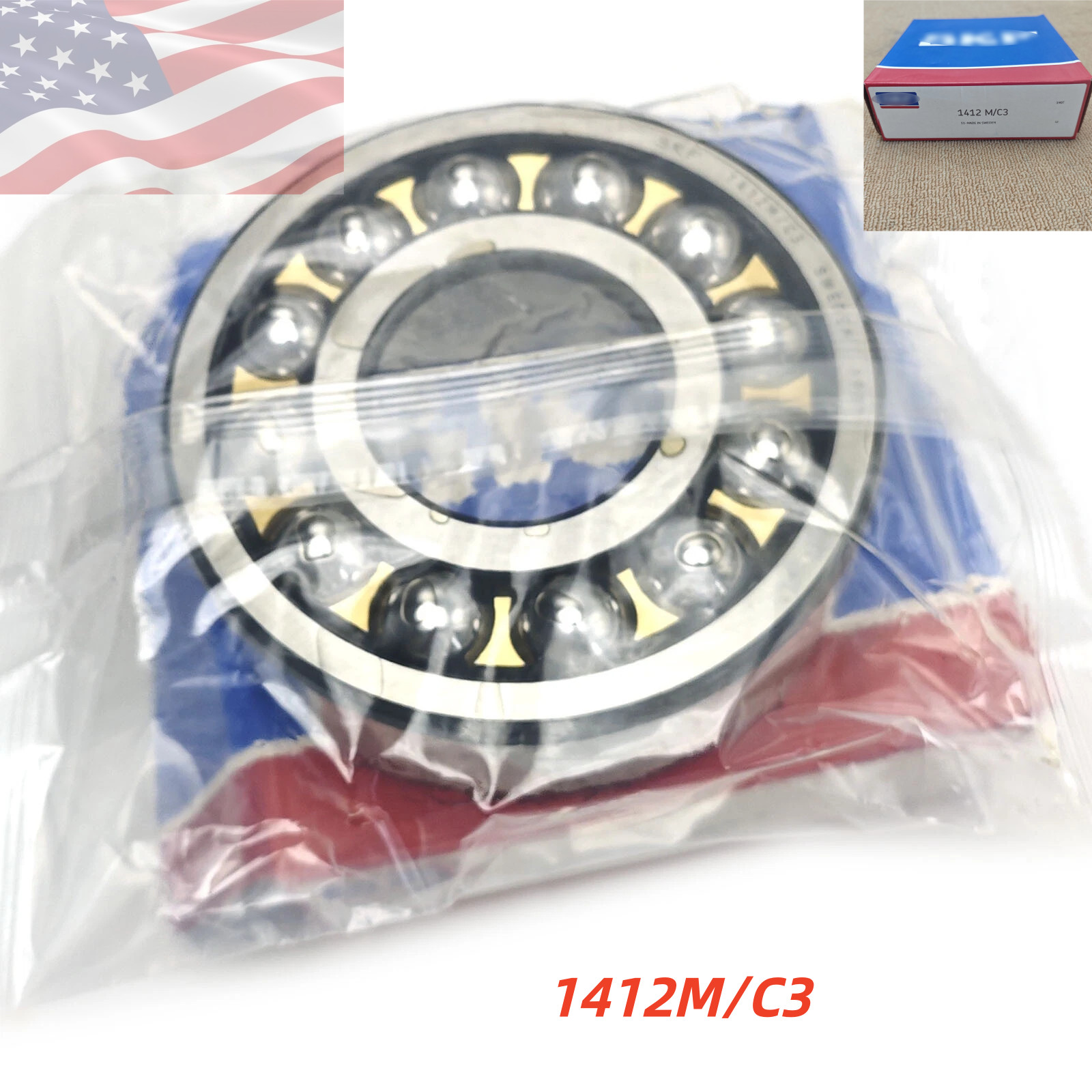 New Double Row Self Aligning Ball Bearing Fits For SKF 1412 M/C3 60x150x42