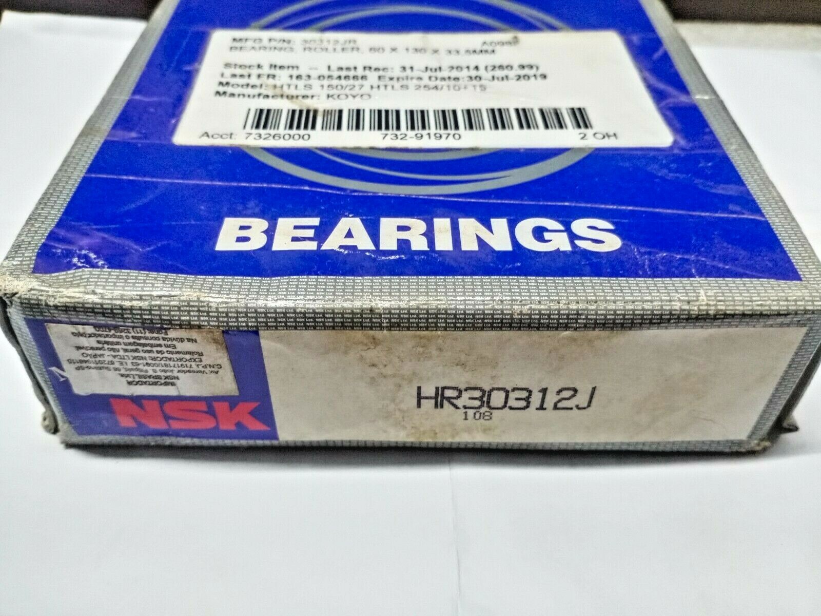 HR 30312 J Tapered Roller Bearing Cone And Cup Set 30312 60x130x33.5 NSK JAPAN