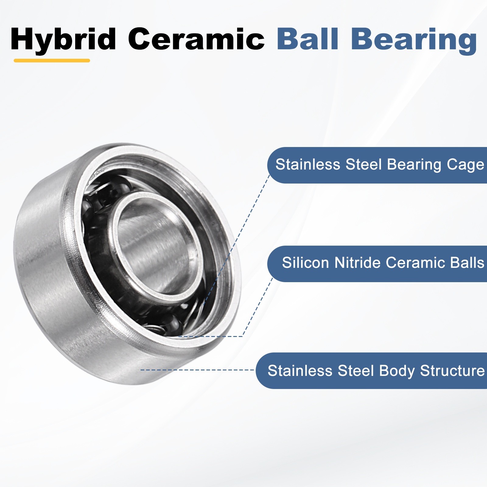 SMR104 Hybrid Ceramic Ball Bearing, ABEC3 4mm Stainless Steel Bearing