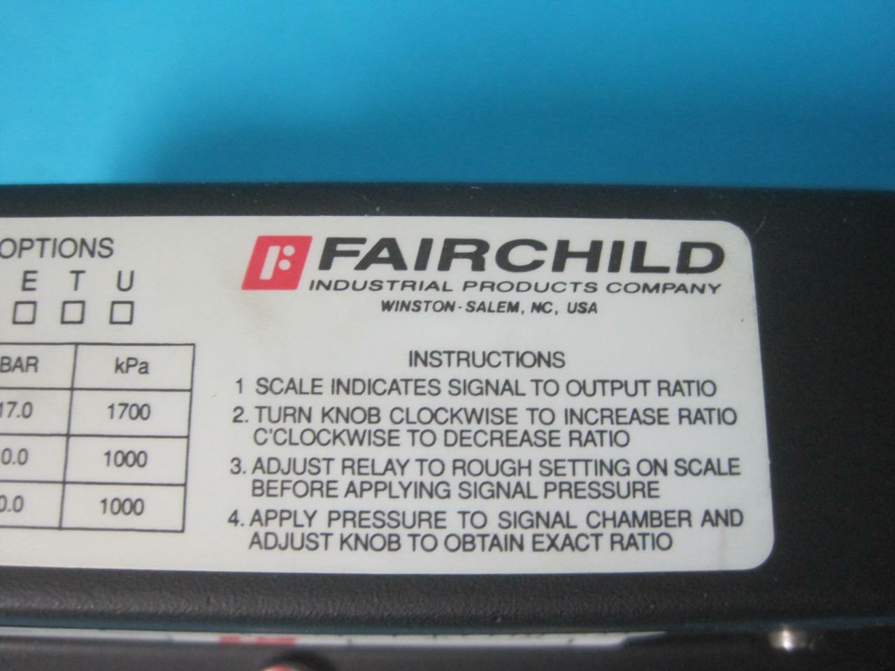 Fairchild Pneumatic Air Booster Valve Adjustable Ratio Cat no. 31312 250 PSIG