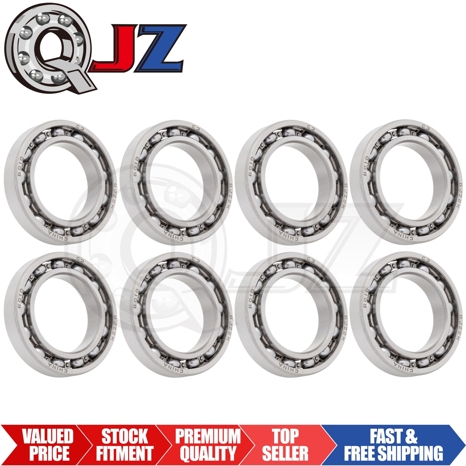 [Qty.8] 6010-OPEN Radial/Deep Groove Ball Bearing [50mm ID x 80mm OD x 16mm W]