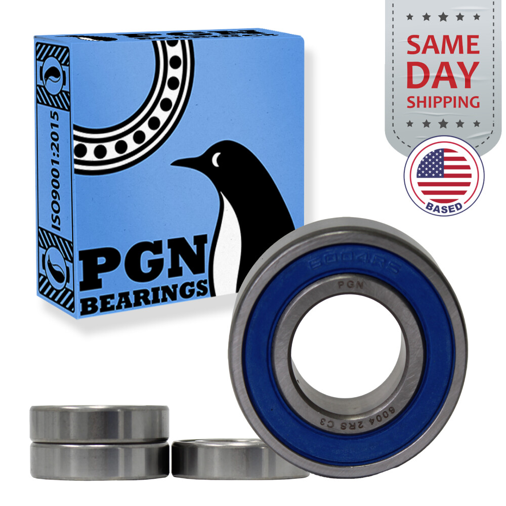 (4) 6004-2RS Premium Rubber Seal Ball Bearing C3 EMQ, 20x42x12, 6004 2RS 6004rs