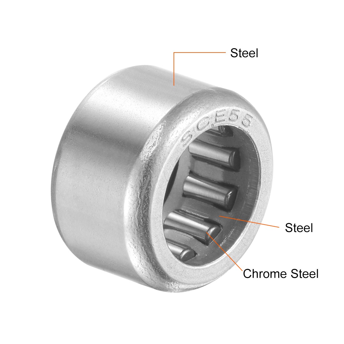 10pcs SCE55 Needle Roller Bearings Chrome Steel Open End 5/16″ x 1/2″ x 5/16″