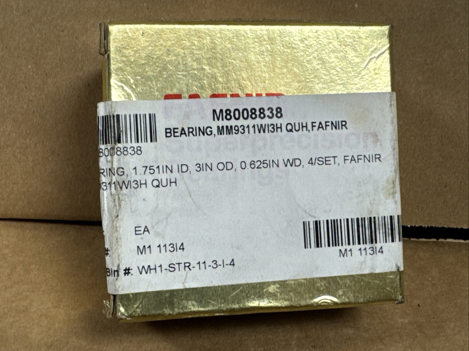 NEW FAFNIR MM9311WI3H DUH Superprecision Bearings 1.751”x3”x.625” MM9311WI3HDUH