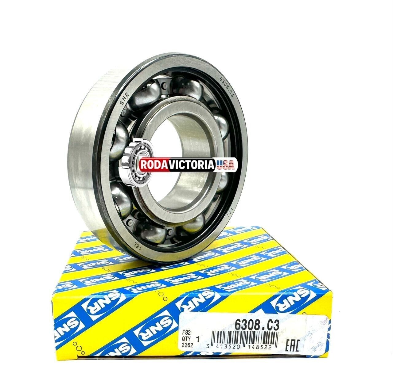 NTN SNR 6308 C3 DEEP GROOVE BALL BEARING, OPEN TYPE, NO SEALS 40x90x23 mm