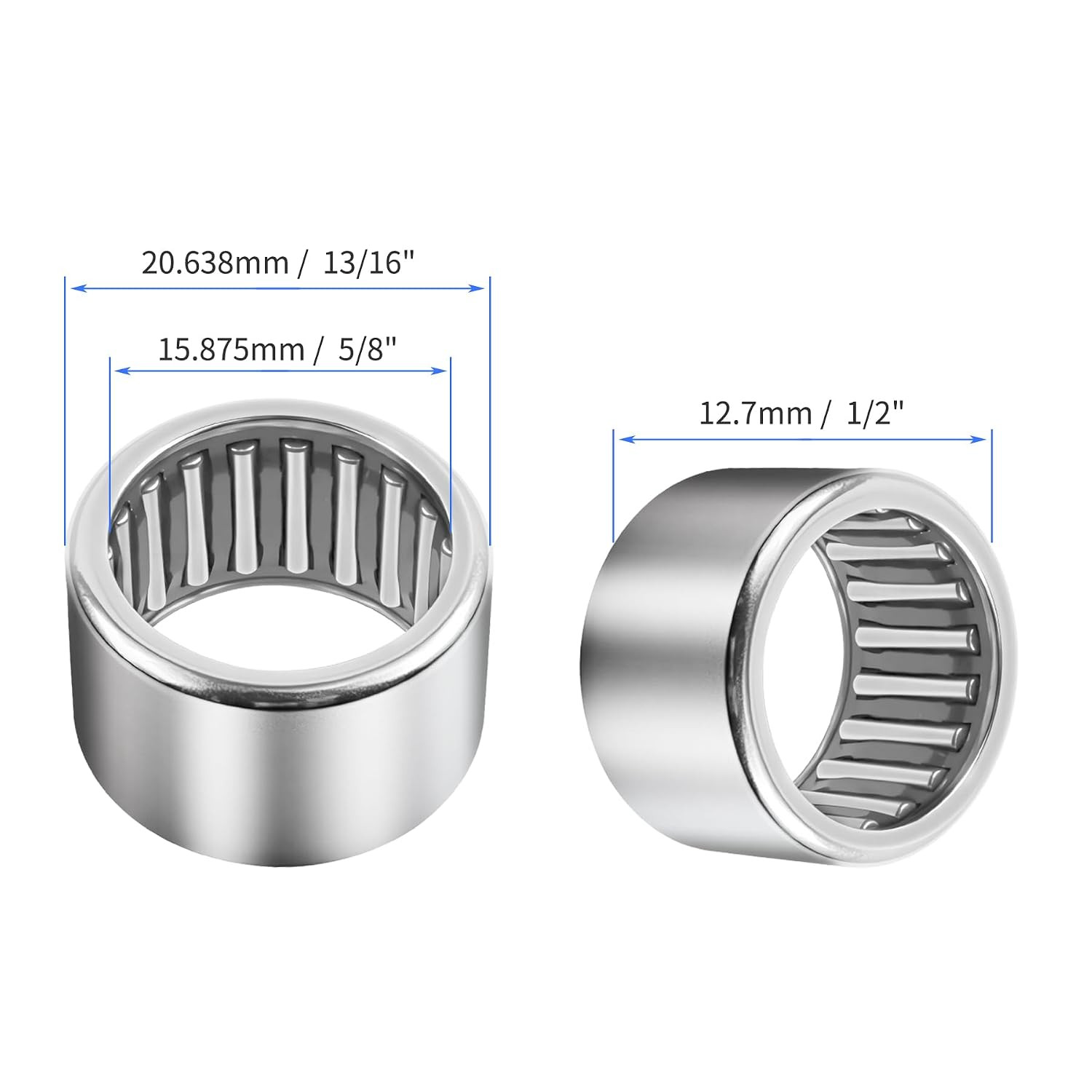 5Pcs SCE108 Needle Roller Bearings 5/8-Inch ID X 13/16-Inch OD X 1/2-Inch Width