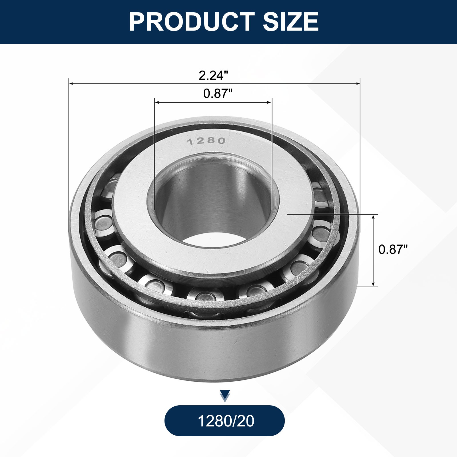 For 1280/20 Tapered Roller Bearing 0.87″ Hole x 2.24″ OD P6