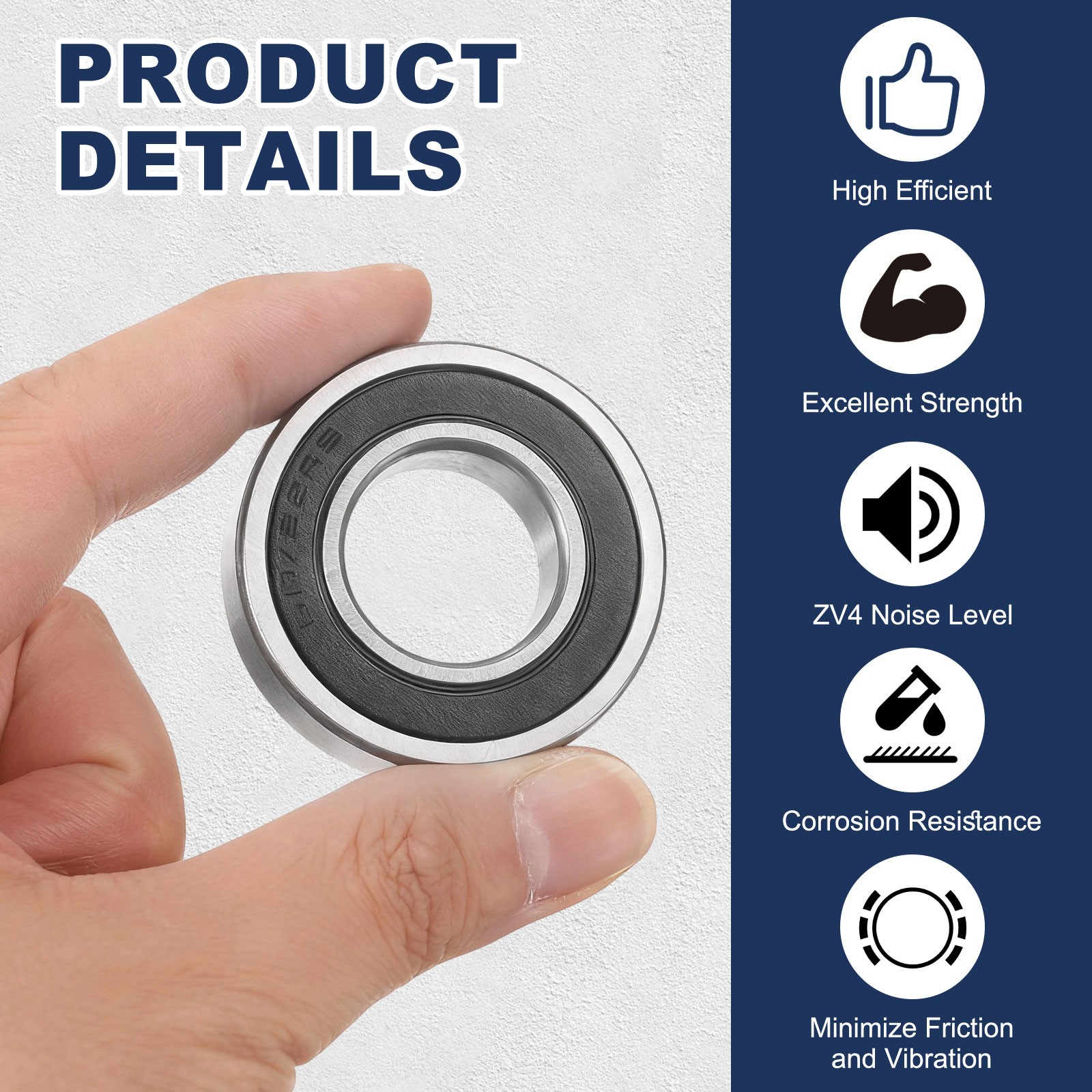 4 Pcs 60/22-2RS Deep Groove Ball Bearing 22 x 44 x 12mm ZV4 Double Rubber