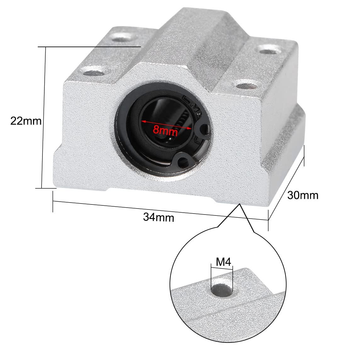 uxcell SCS8UU Linear Ball Bearing Slide Block Units, 8mm Bore Dia (Pack