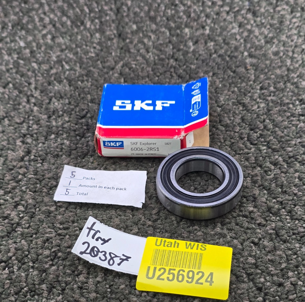 (QTY 5) SKF 6006-2RS1 Single-Row Deep Groove Ball Bearings 2-1/8″ OD x 1-1/8″ ID