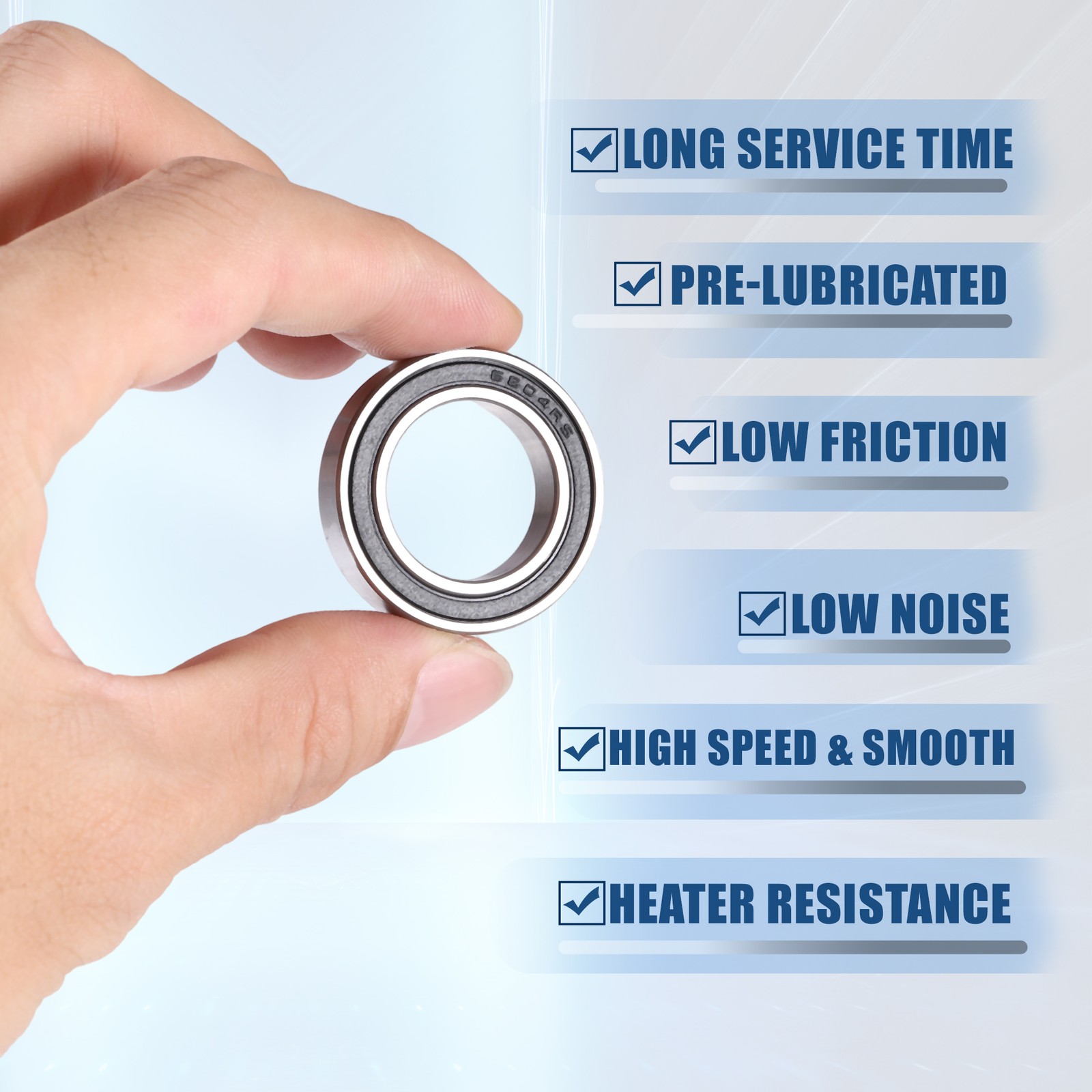 2 Pcs 6804-2RS 20x32x7mm Double Rubber Shield Auto Deep Groove Ball Bearings