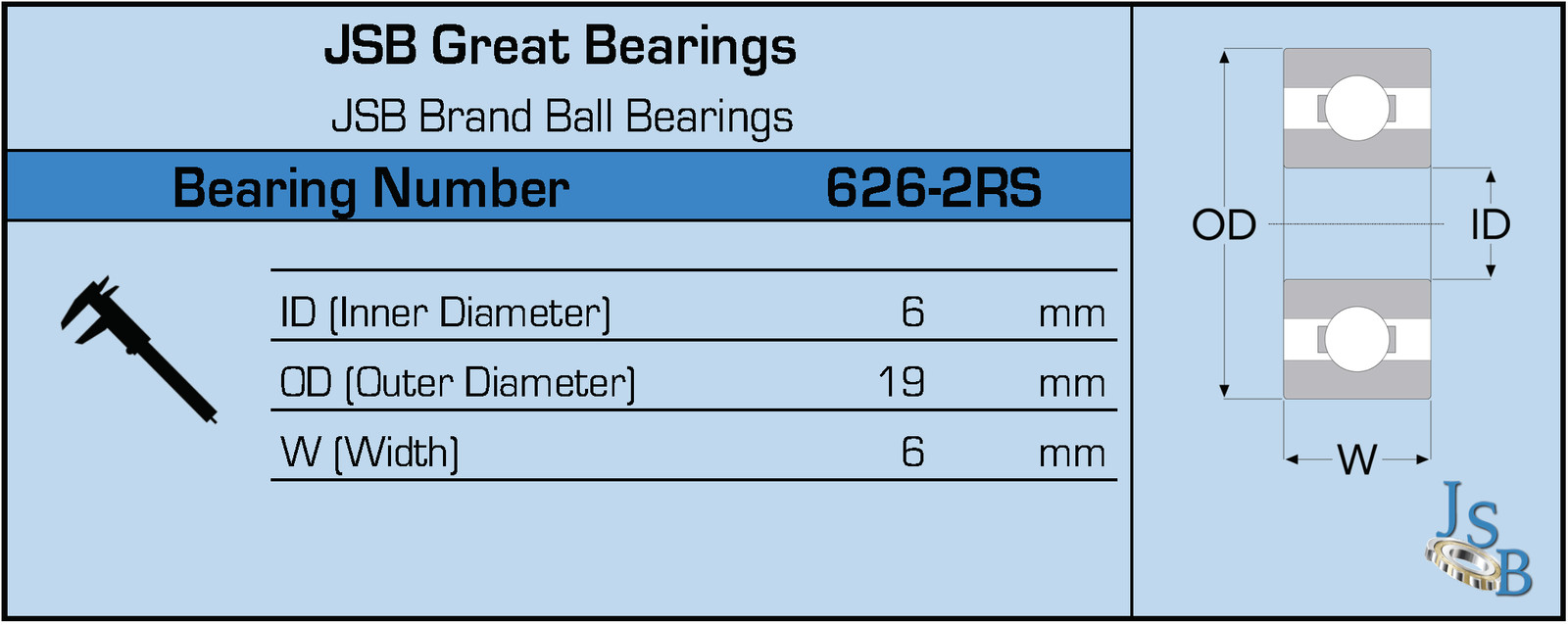 (Qty. 100) 626-2RS High Quality Two Side Sealed Ball Bearings 6x19x6 626RS