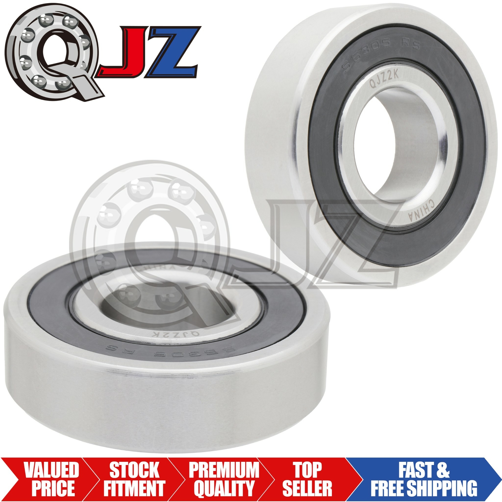 [Qty.2] New S6305-2RS Stainless Radial Ball Bearing [25mm ID x 62mm OD x17mm W]