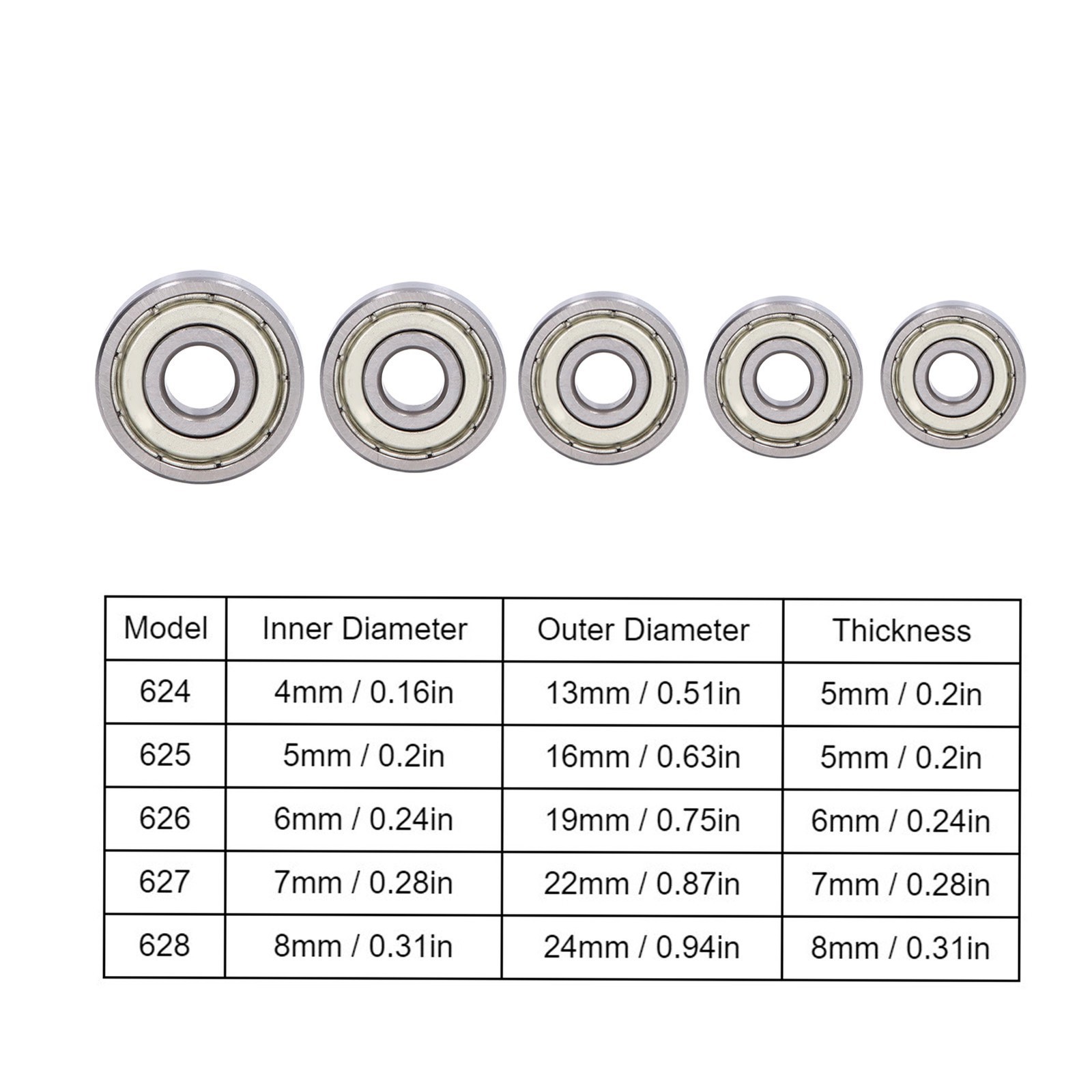 20PCS Miniature Ball Bearings Lightweight Iron Sealed Deep Groove Bearing Radial