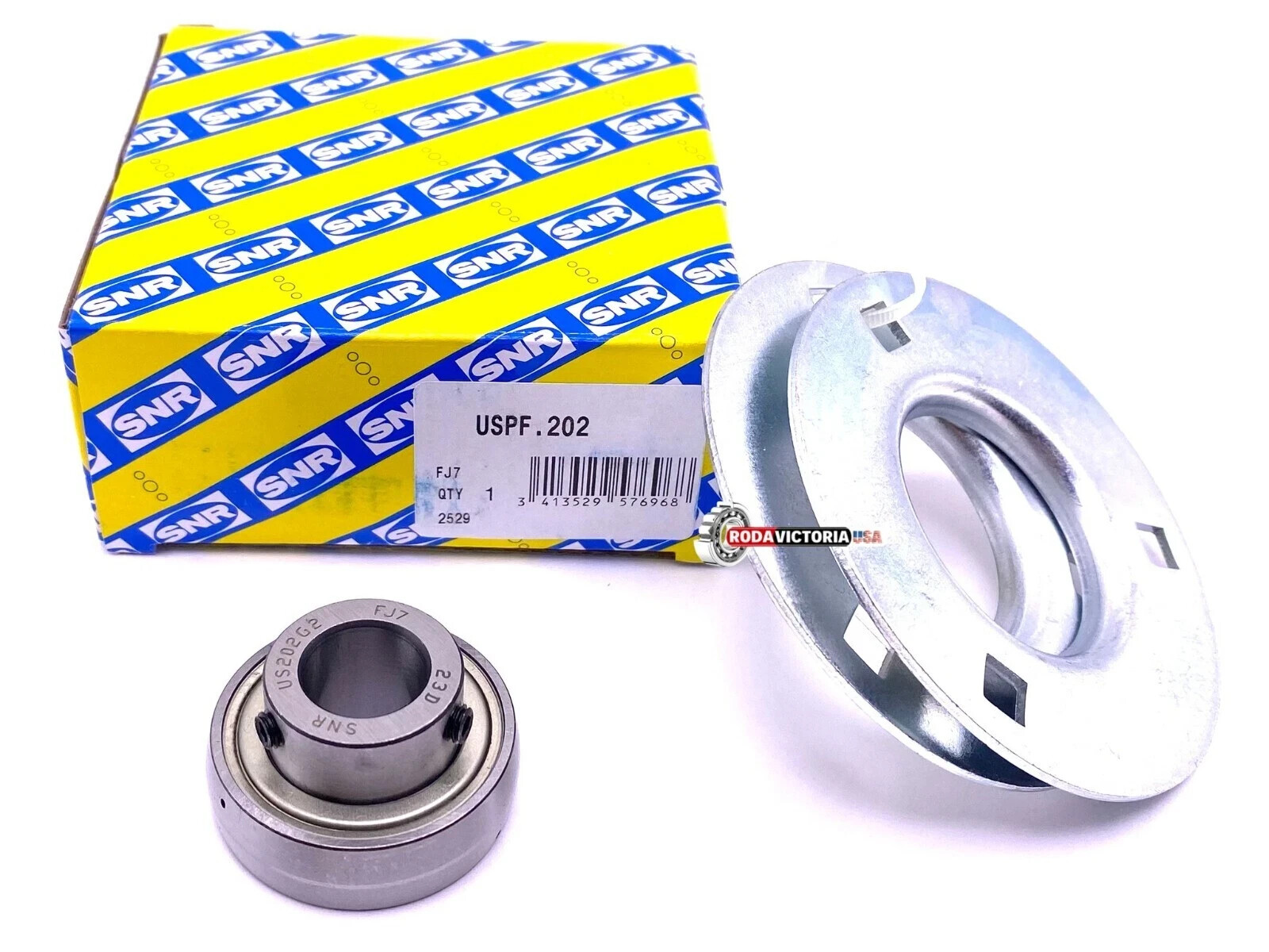 SNR USPF202 Housing and Bearing US202G2 + PF203 15×63.5×22 mm