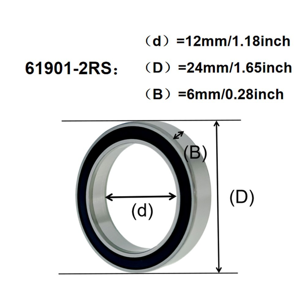 10 Pack 61901-2RS Deep Groove Ball Bearing 12x24x6mm Thin Section 6901RS
