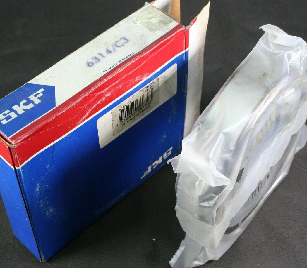 One (1) SKF 6314 C3 Deep Groove Bearing 70MM ID France NEW