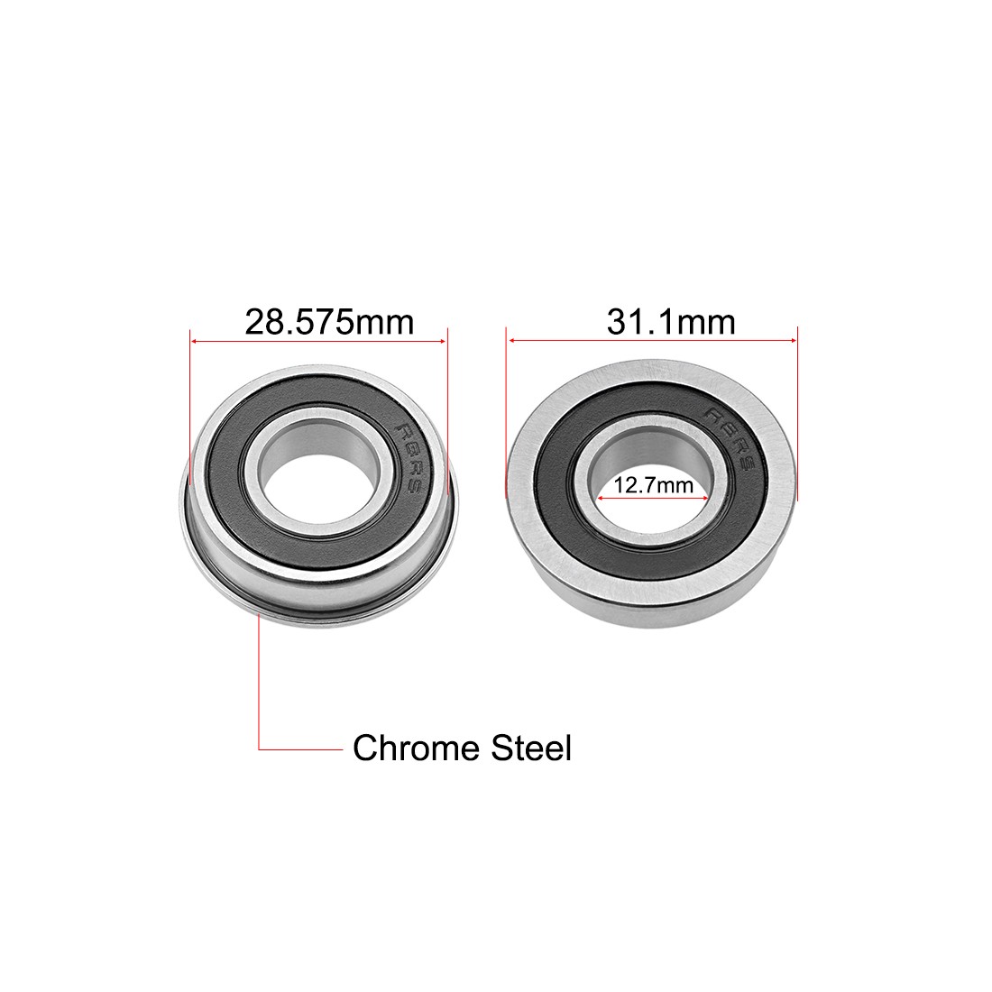 1/2″ x 1-1/8″ x 5/16″ FR8-2RS Flange Ball Bearing Shielded Chrome 4pcs