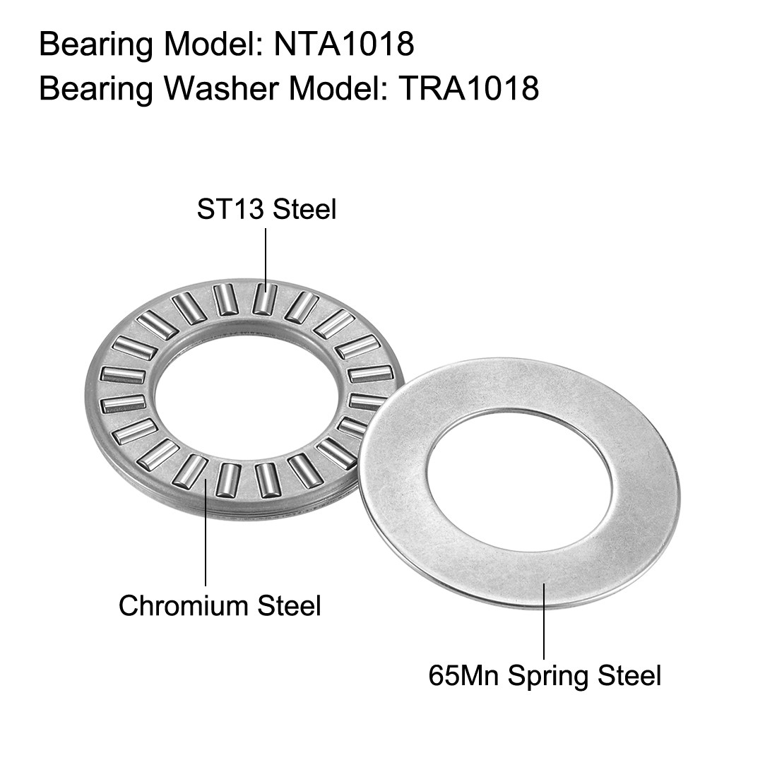 2pcs – NTA1018 Thrust Needle Roller Bearings 5/8 x 1-1/8 x 5/64-inch with Washer
