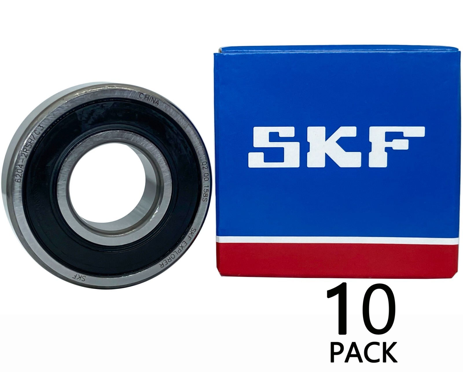 (Qty.10) SKF 6204-2RSH/C3 20X47X14MM 6204-2RSH Double Rubber Seal Ball Bearings