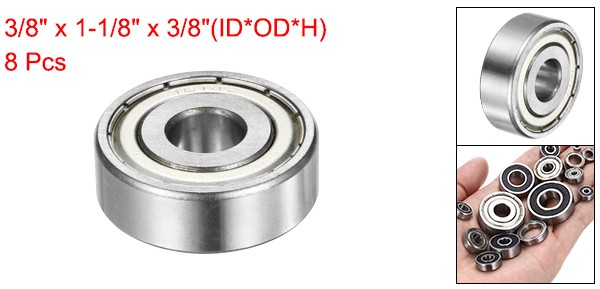 8pcs 1614ZZ 3/8″ ID x 1-1/8″ OD x 3/8″ Height Z3 Ball Bearings Silver Tone