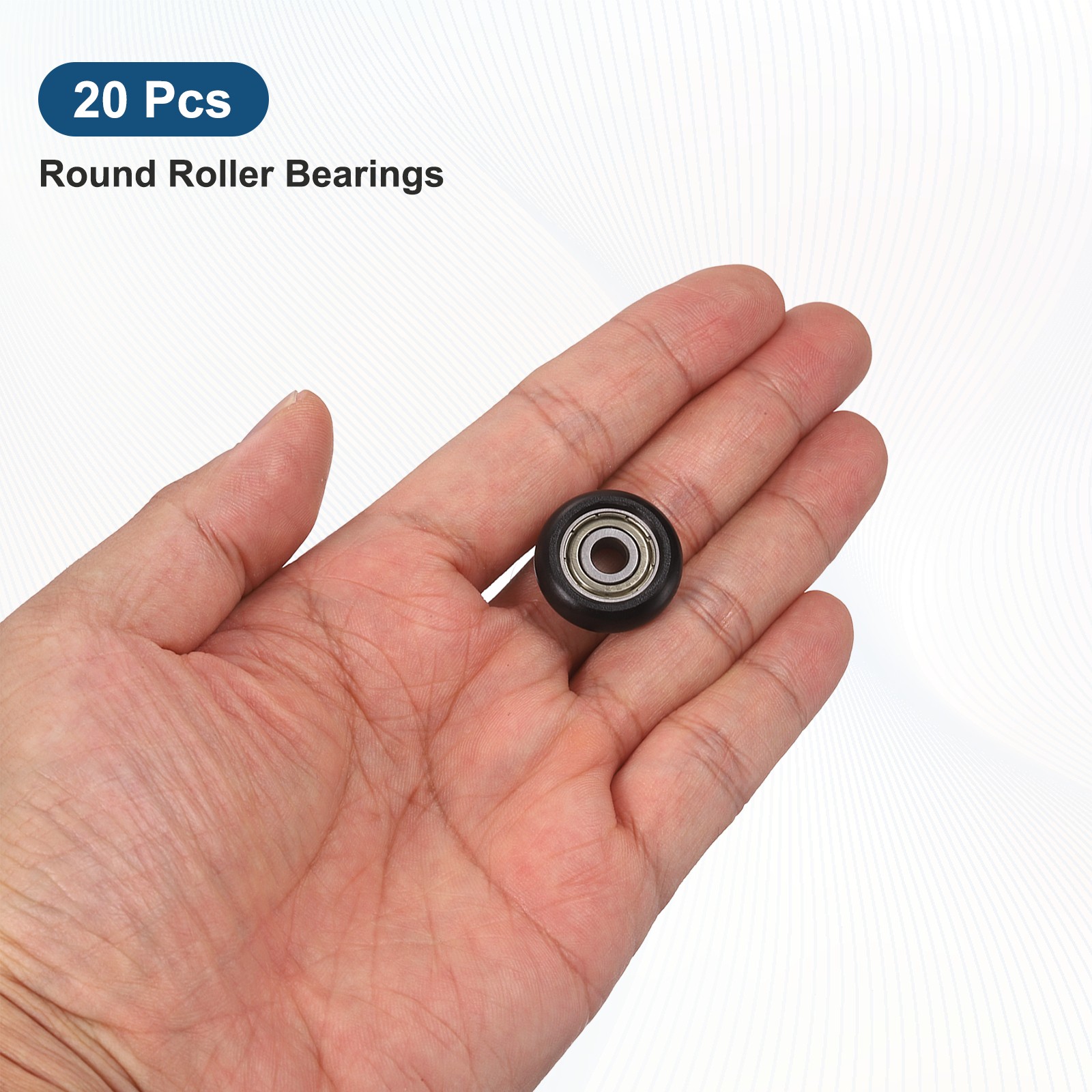 20Pcs 5×21.5x7mm Metal Shielded (GCr15) Chrome Steel Bearing+POM Guide, Black