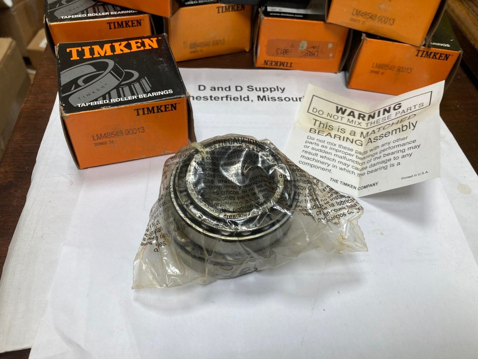 TIMKEN LM48548-90013, Matched Pair Tapered Roller Bearing Assembly, USA Made