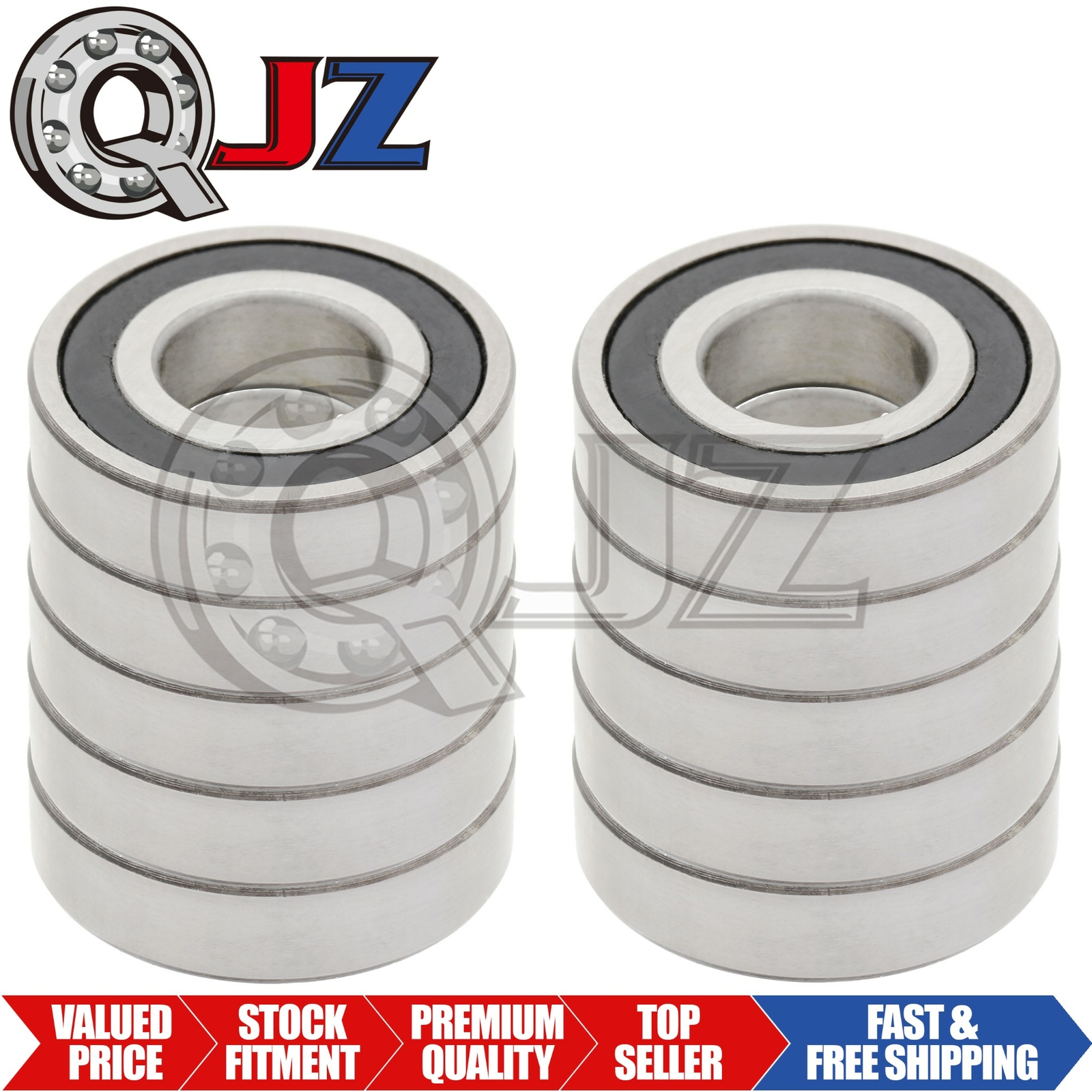 [10-Pack] R10-2RS Radial/Deep Groove Ball Bearing 0.625in x 1.375in x 0.340in