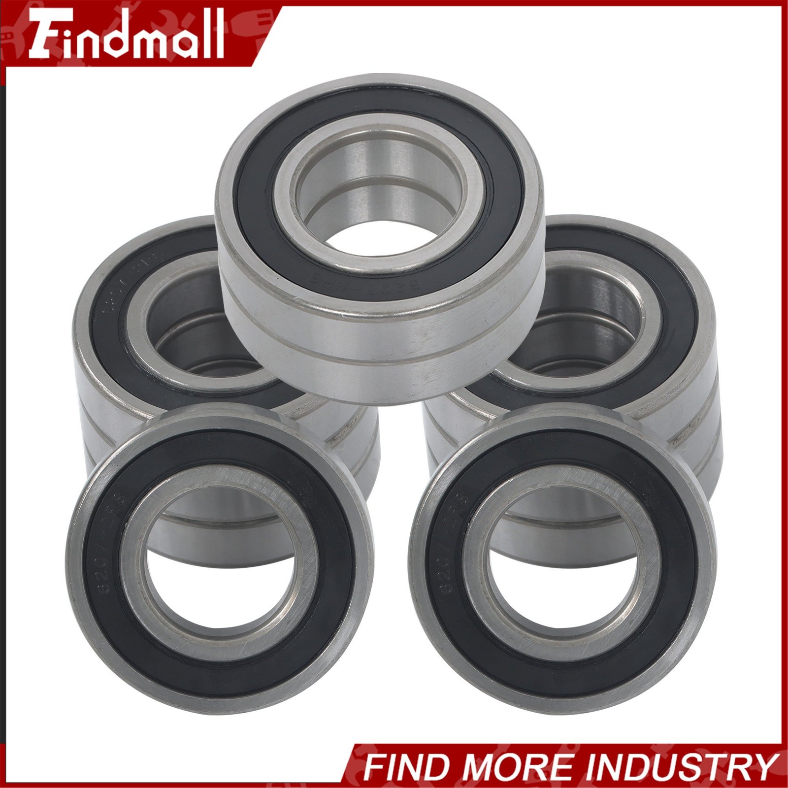 Findmall 6207-2RS Deep Groove Bearings 10pcs 35mm x72mm x17mm Sealed