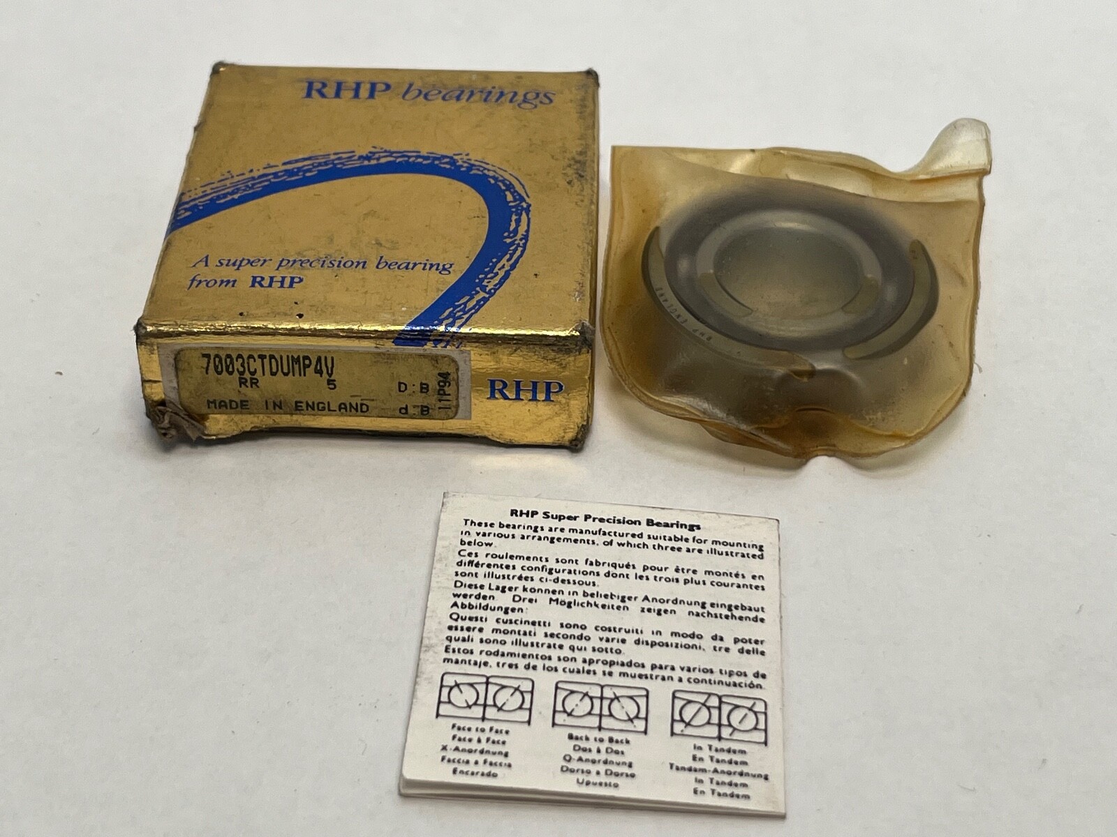 RHP 7003CTSUMP4V Angular Bearing 7003C 7003-C-T-SUM-P4V 17x35x10 mm