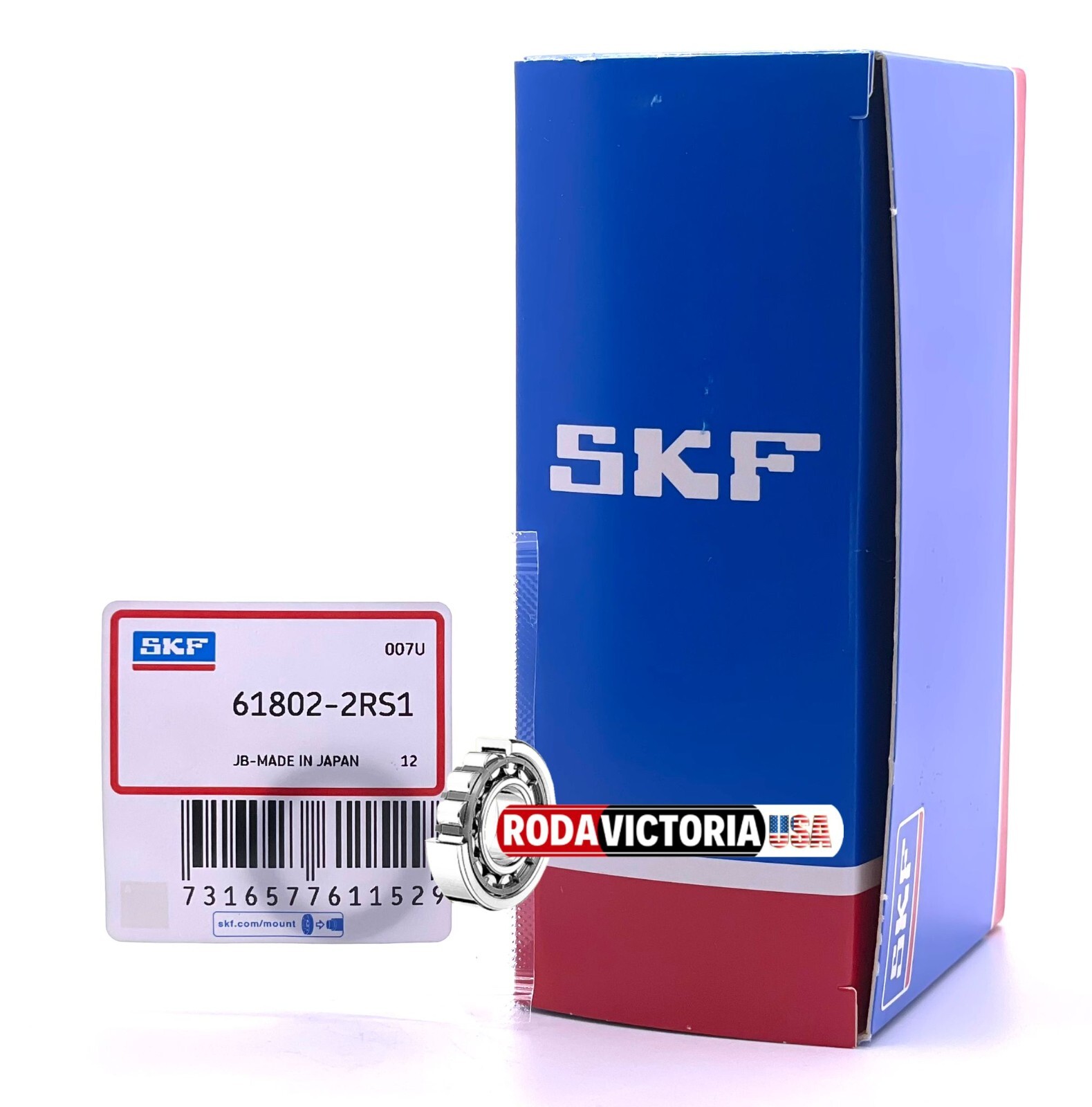 SKF 6802 2RS DEEP GROOVE BALL BEARING, RUBBER SEALED 61802 15x24x5 mm