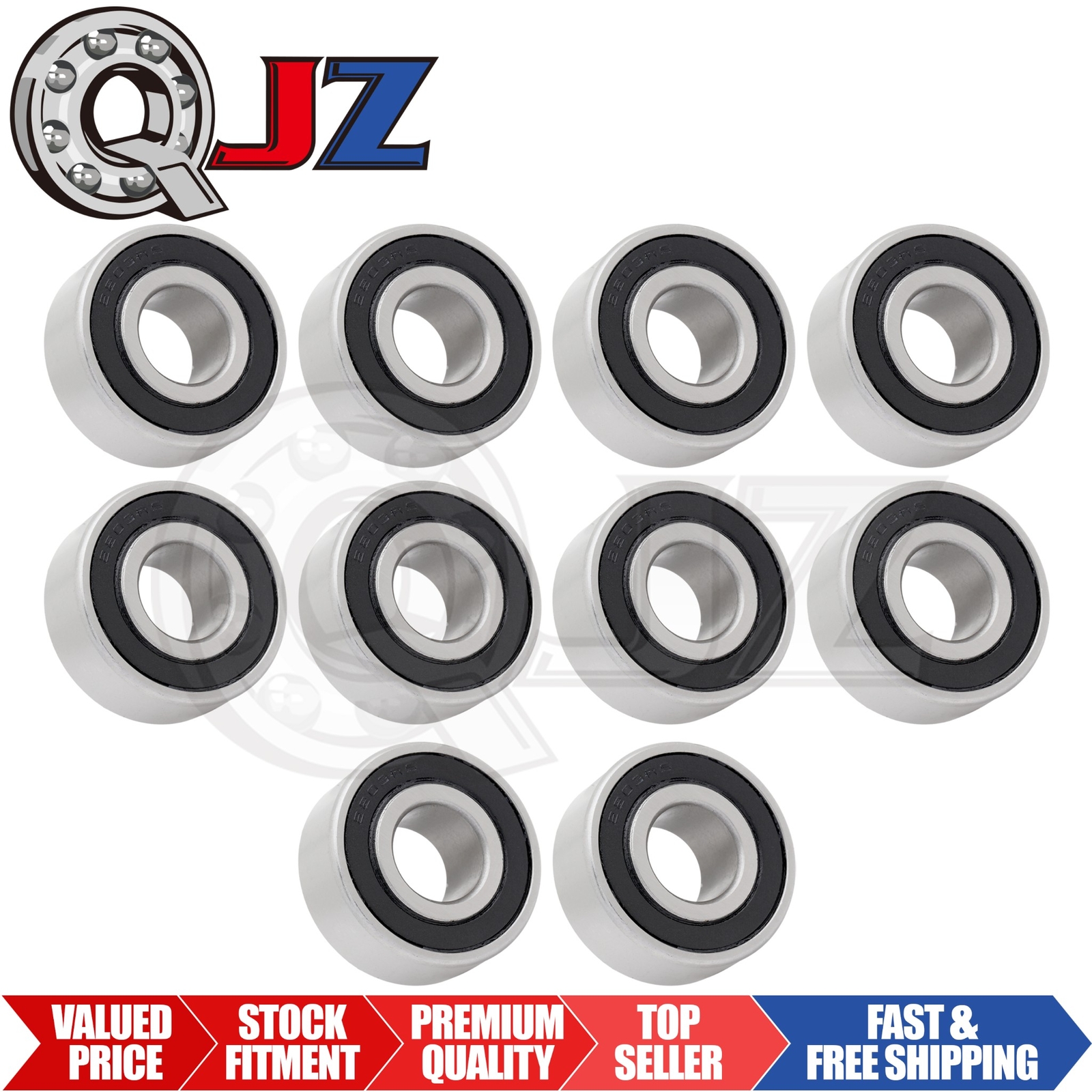 [Qty.10] New 2203-2RS Self-Aligning Ball Bearing [17mm Bore x 40mm OD x 16mm W]