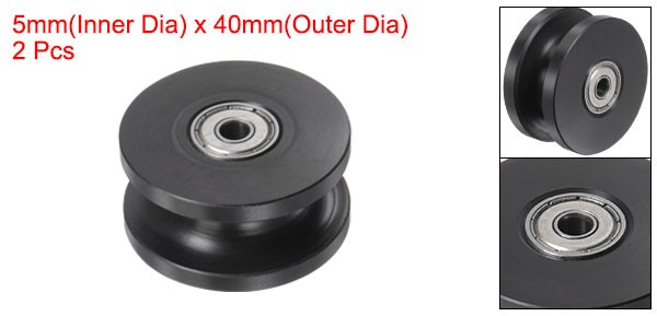 2pcs Deep U Groove Bearing Nylon Guide Roller Pulley Wheel 5x40x20mm