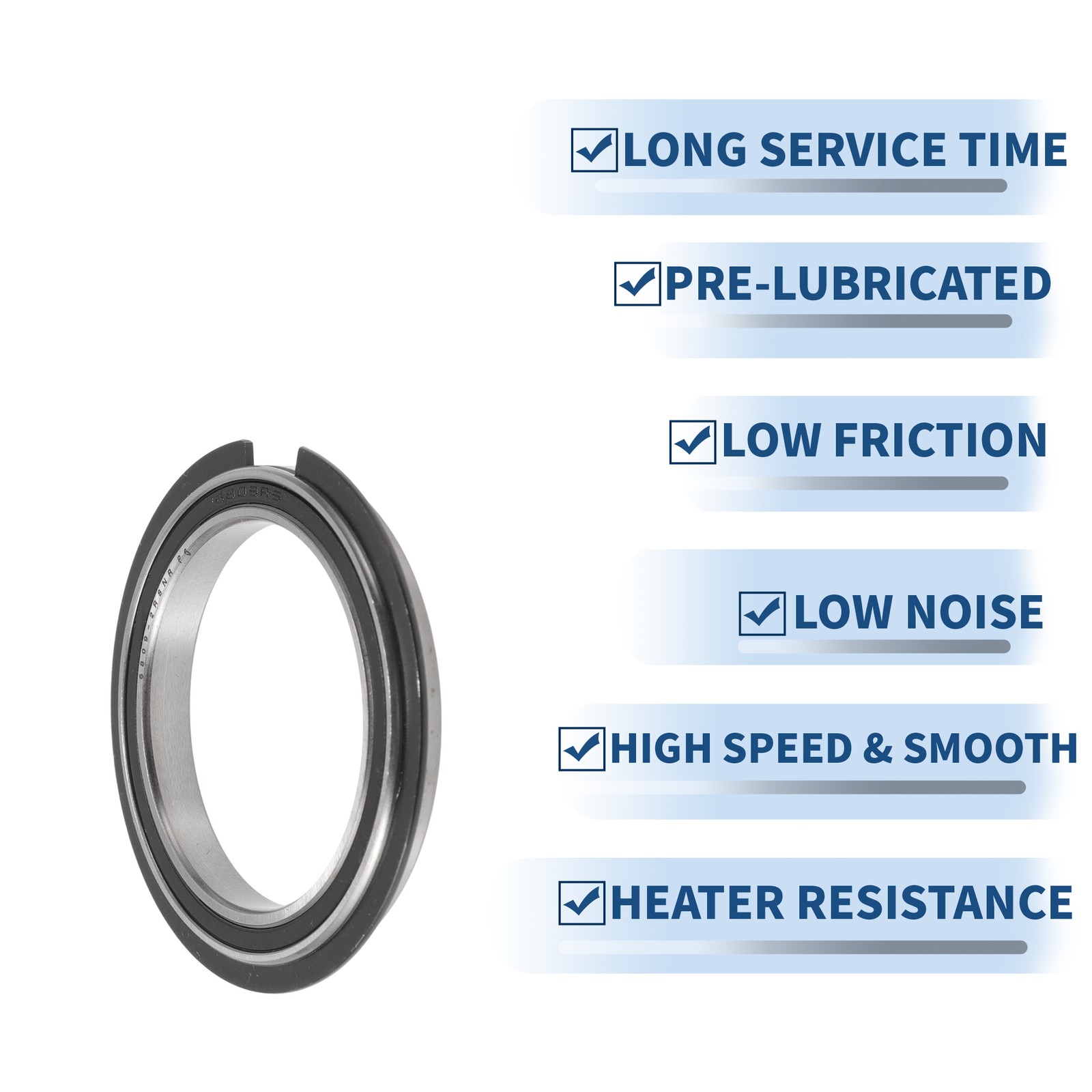 6809NR2RS bearing 45x58x7mm P6 2 gaskets 1pc for car/scooter black