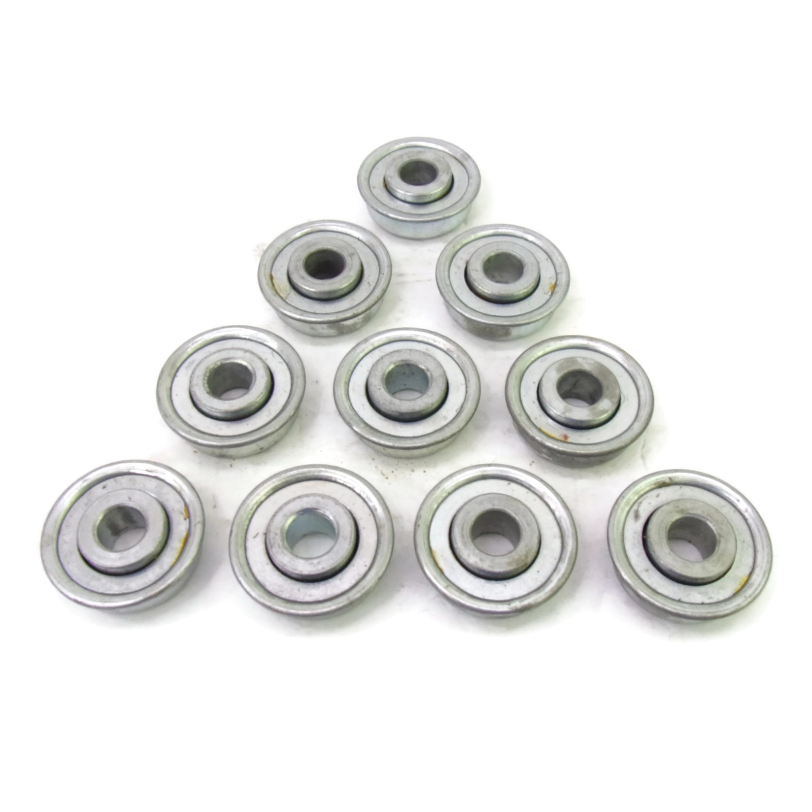 10-pk USED Flange Bearings I.D. 3/8″; O.D. 1-1/8″; Total width 7/16″