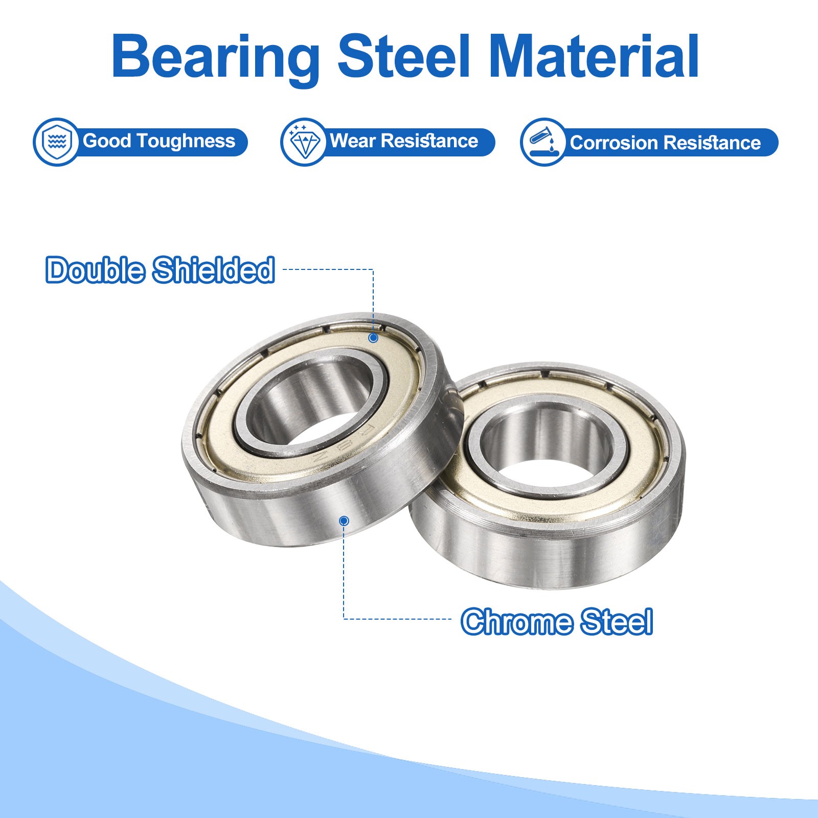 6 Ball Bearings R8ZZ 1/2″ ID x 1-1/8″ OD x 5/16″ H for Z2, Silver