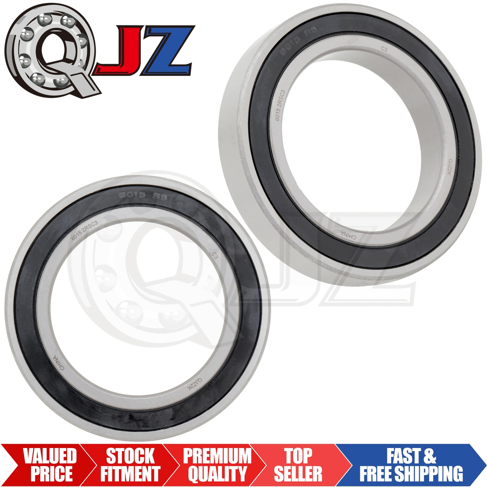 [Qty.2] 6015-2RS Deep Groove Radial Ball Bearing [75mm ID x 115mm OD x 20mm W]