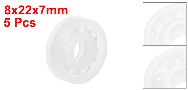 5pcs 608 PP Plastic Bearings 8x22x7mm Glass Ball Nylon Cage